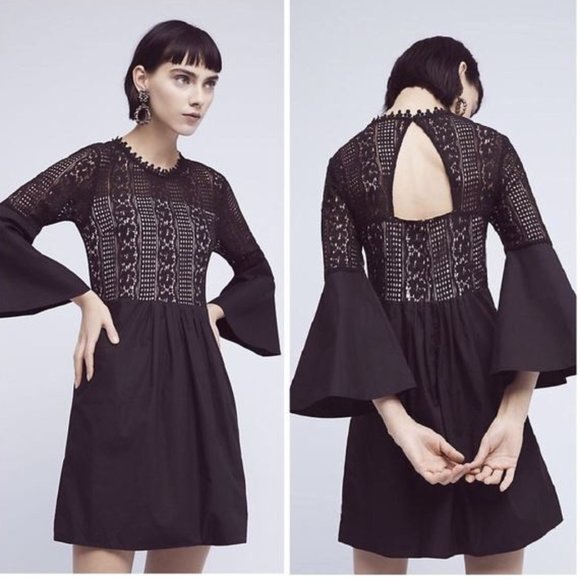 Anthropologie Dresses & Skirts - HD in Paris Anthropologie Drea Bell Sleeve Lace Dress | Black | Size Medium